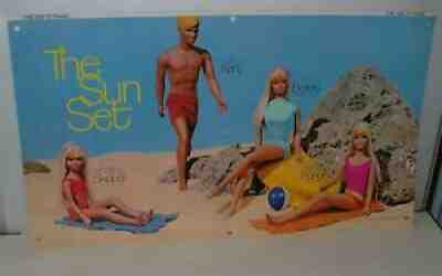 % 1970'S MATTEL BARBIE SUN SET MALIBU STORE DISPLAY DOUBLE SIDED SIGN