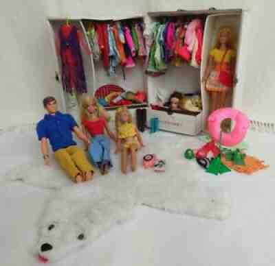Vintage 1968 Mattel Barbie Doll Trunk TNT Ken 4 Dolls Skipper LOT Fashion Plaza
