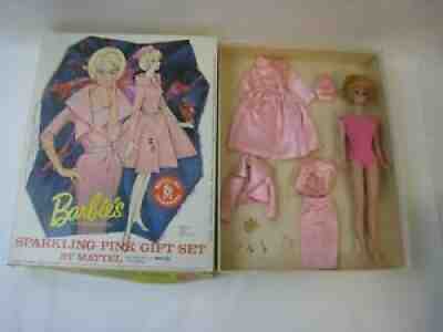 1963 Vintage Barbie Sparkling Pink Gift Set in Original Box #PC1116 + Bubblecut