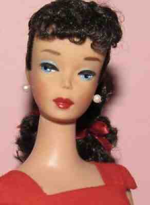 VINTAGE BARBIE-NUMBER FOUR 4 BRUNETTE PONYTAIL-in SHEATH SENSATION DRESS-#986