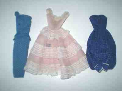 3 Barbie Doll 1959-1961 Dresses Plantation #966,Blue Sheath, #964 Gay Parisienne