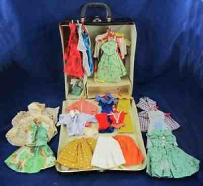 1962 PONYTAIL Black BARBIE CASE + CLOTHING Dress Shirt Ken Jacket Bathing Suit