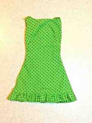 Barbie: NICE Vintage SUN SHINER Dress HTF Green Polka Dot Fabric!