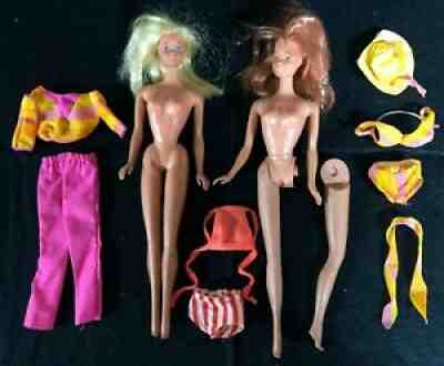 Vintage Barbie Dolls #1067 SunSet Malibu & #4221 Kelley Quick Curl & Outfits