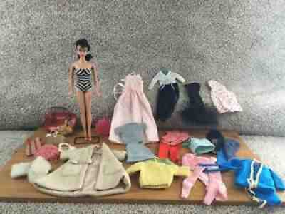 Vtg Mattel BRUNETTE PONYTAIL BARBIE Doll W/ Vtg Clothes & Accessories Shower Cap
