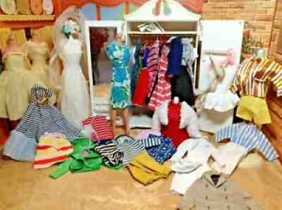 Vintage 60's Mattel Susy Goose Closet with Barbie Clothing and Clone Outfits