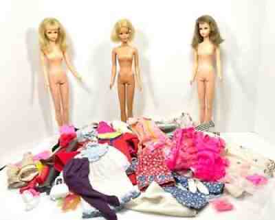 Vintage Barbie Mod-era LOT 2 early Francie dolls +Casey tagged clothes shoes++