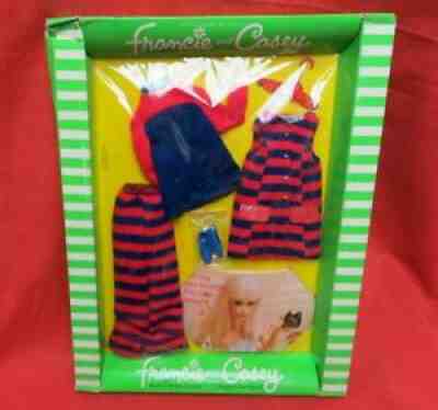 VINTAGE MATTEL BARBIE: FRANCIE & CASEY STRIPED TYPES #1243 MOC NRFB