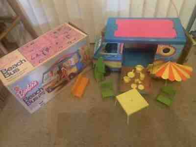 Vintage Barbie Beach Bus almost complete set with original box No 7805 Mattel
