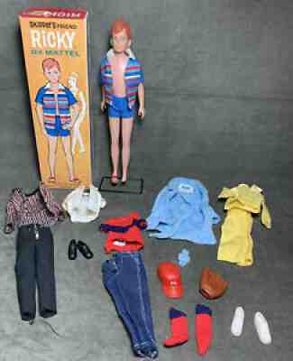 Vintage 1960s Barbie RICKY Doll (Skipperâ??s friend) w/Box Tagged Clothes
