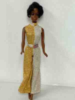 VINTAGE BARBIE TALKING JULIA DOLL IN GOLD & SILVER JUMPSUIT
