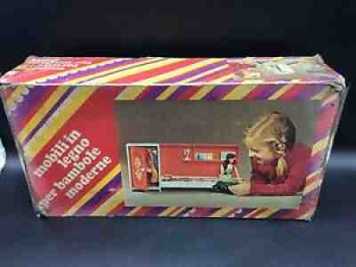 VINTAGE BOOTLEG MATTEL BARBIE FURNITURE REAL WOOD BEDROOM PLAYSET #[NIB JE]