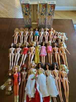 Large Vintage Barbie Doll Lot 1960s Mod Francie Skipper Jamie PJ Clothing Boxes
