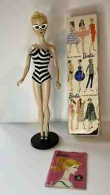 VTG 1960s Ponytail Barbie Mattel Doll #3 Eyeshadow Bathing Suit Heels Box JAPAN