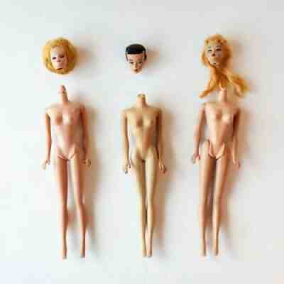 LOT of three vintage Barbie dolls by Mattel with heads unattached