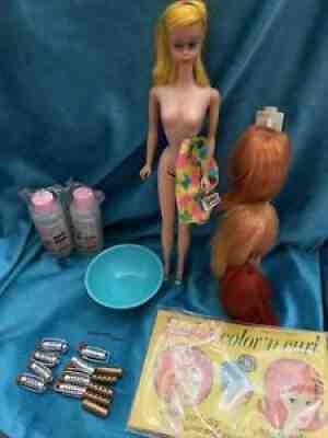 Vintage Color Magic Barbie, OSS, Headband, Shoes (Color N Curl Set Wigs) + Bowl