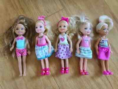 barbie Chelsea club lot of 5 dolls plus playset swing pool carousel lot