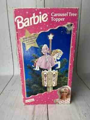 VINTAGE Barbie Carousel Moving Christmas Tree Topper 1997 Holiday Tested Works!