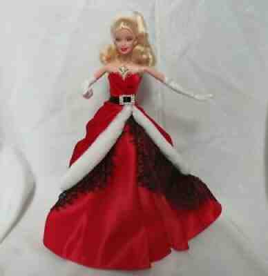 2007 Holiday Barbie Collector Model Muse Doll Red White Velvet Black Lace Gown