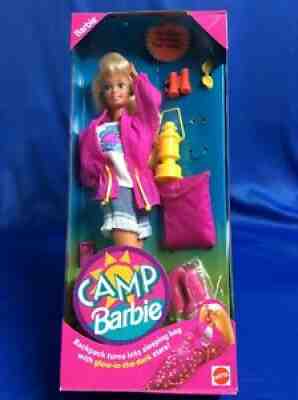 Vintage Camp Barbie Doll Mattel 1993 SEALED Glow In Dark Sleeping Bag