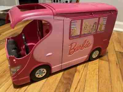 BARBIE SISTERS GO CAMPING Pop Up Pink Camper RV Van 2010 Mattel Incomplete