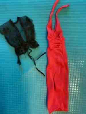 1978 Superstar Barbie Best Buy Outfit #2552 Red Halter Dress Black Lace Jacket