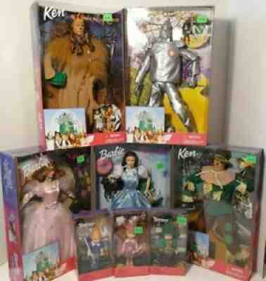 Complete Lot of 8 Wizard of Oz Barbie Ken Munchkin Doll Set 1999 NEW NIB