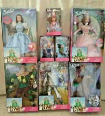 VINTAGE 1999 BARBIE KEN WIZARD OF OZ COMPLETE SET OF 8 DOLLS NRFB TOMMY KELLY