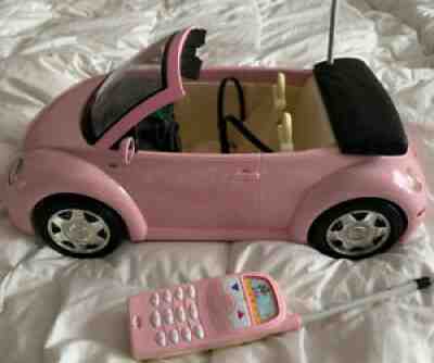 Rare Barbie Pink Volkswagen Beetle Bug Remote Control Car Toy - Works Great!