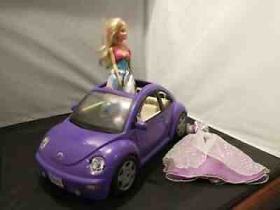 VTG Barbie VW Volkswagen Beetle Bug Purple Car 2000 with Barbie and extra Dress