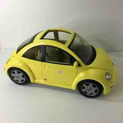2000 Mattel Barbie Car Yellow VW Volkswagen Beetle Bug Doll Toy Doors Open 16"