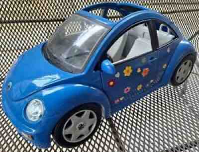 Vintage 2000 Barbie Volkswagen Beetle Bug Car Blue Doors and trunk open