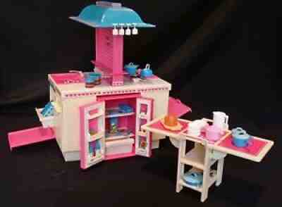 Vintage 1984 Barbie Dream Kitchen Complete with Food, Cookware, and Dishes