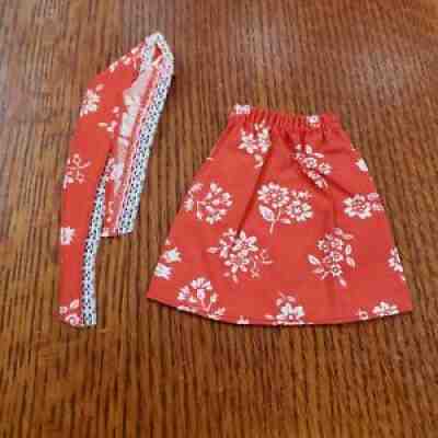 Vintage 1972 7200 Barbie Kelly Doll Red Floral Skirt & Scarf Best Buy Fashions