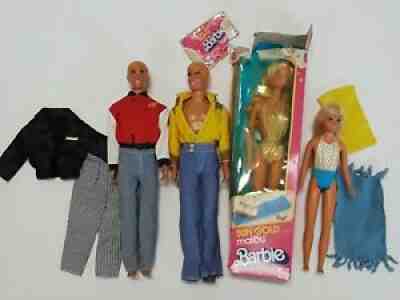 Vtg Barbie Doll lot as-is Vintage Sun Gold Malibu ken skipper Barbie MIB western