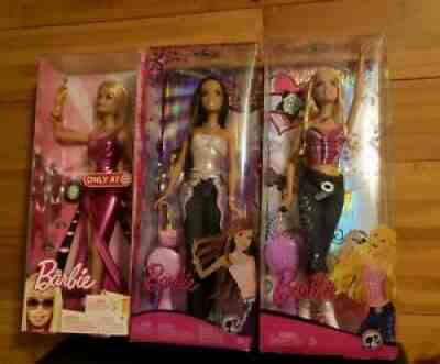 Lot of 3 new Barbie dolls Fashion Fever Country Rock, target superstar, theresa