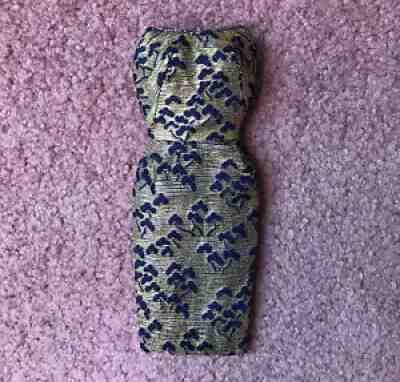 Vintage Barbie Fashion Pak Gold and Navy Lame Sheath (1963)