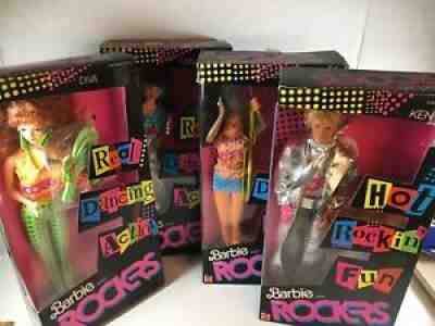 Lot Of 4 Vintage Mattel 1985 Barbie And The Rockers~ Dee Dee, Diva, Dana, Ken