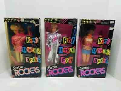 Lot Of 3 Vintage Mattel 1986 Barbie And The Rockers~ Barbie,Ken & Dee Dee NIB