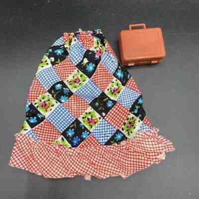 Vintage 70s Barbie busy holding hands patchwork skirt & luggage suitcase KT
