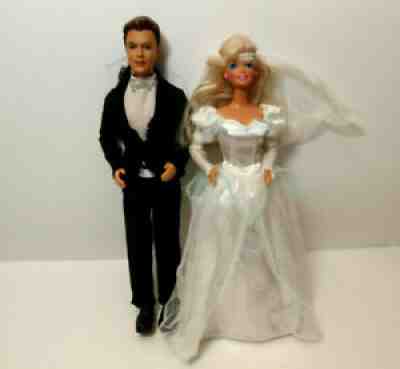 BARBIE & KEN dolls Bride & Groom Wedding Party 80s 90s Tuxedo & wedding gown