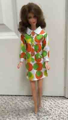 Barbie Doll 1960s vintage Dress ONLY orange green yellow circles hippy