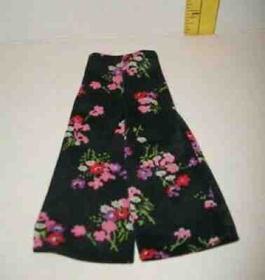 VINTAGE BARBIE BEST BUY BLACK FLORAL PALAZZO PANTS #7415 TLC ELASTIC 1975 ONLY