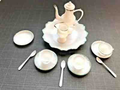 Vintage Barbie Clone White Plastic TEA SET Dishes Accessories Hong Kong