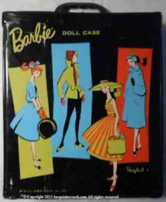 1961 BARBIE B41 DOLL w/BLACK VINYL CASE PONYTAIL & LOTS OF ACCESSORIES CG382