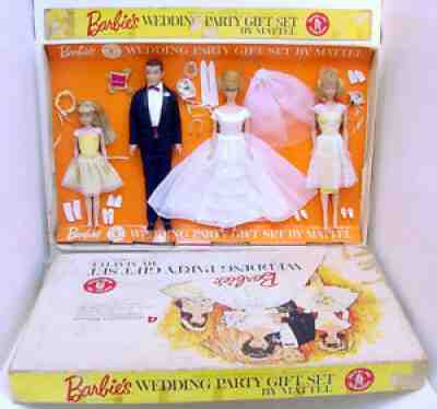 1964-65 BARBIE'S WEDDING DAY GIFT SET #1017 w BUBBLE CUT, KEN, MIDGE & SKIPPER!