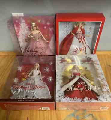 Lot Of 4 New Holiday Barbie Christmas Doll R4545 K7958 L9643 N6556 2007-2010