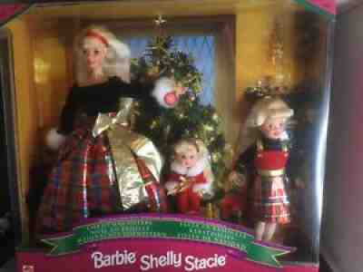 Barbie Holiday Sisters Christmas Gift Set Barbie Kelly Stacie Dolls Tartan 1998