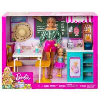 Barbie Chelsea Dolls & Ice Cream Gelato Cafe Playset GBK87 New Girls Xmas Toy 3+