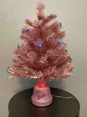 Avon Barbie Twinkle Lights Pink Holiday Christmas Tree Fiber Optic OrnamentsA